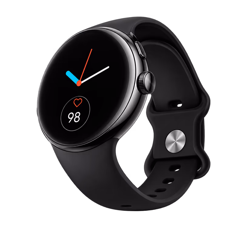 The Veyra watch with a black strap